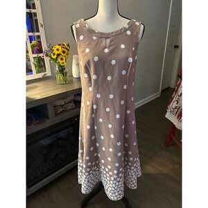 Maya Brooke dress‎ size 10 polka dot light brown